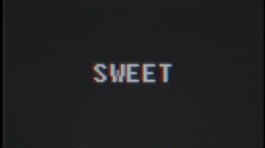 Retro video oyunu tatlı kelime metin bilgisayar tv arıza parazit gürültü ekran animasyon sorunsuz döngü yeni kalite evrensel vintage hareket dinamik animasyonlu arka plan renkli neşeli video m