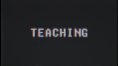 Retro videogame öğretim kelime metin bilgisayar tv arıza parazit gürültü ekran animasyon sorunsuz döngü yeni kalite evrensel vintage hareket dinamik animasyonlu arka plan renkli neşeli video m