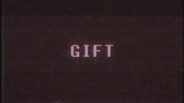 Retro video oyunu hediye kelime metin bilgisayar tv arıza parazit gürültü ekran animasyon sorunsuz döngü yeni kalite evrensel vintage hareket dinamik animasyonlu arka plan renkli neşeli video m