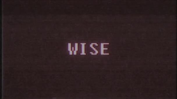 Retro videoherní Wise slovo text počítač tv závada rušení hluku obrazovky animace bezešvé smyčka nový kvalitní univerzální vintage pohybu dynamický animovaný pozadí barevné radostné video m