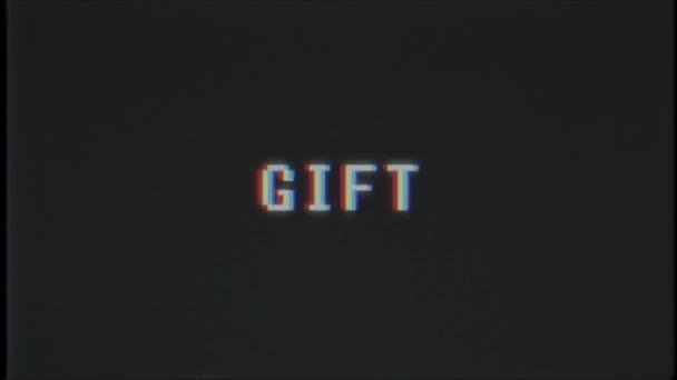 Retro videogame Gift word tekst computer tv glitch-storingen lawaai scherm animatie naadloze loops nieuwe kwaliteit universele vintage beweging dynamische geanimeerde achtergrond kleurrijke vrolijke video m — Stockvideo