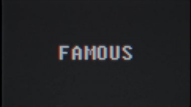 Retro videogame ünlü kelime metin bilgisayar tv arıza parazit gürültü ekran animasyon sorunsuz döngü yeni kalite evrensel vintage hareket dinamik animasyonlu arka plan renkli neşeli video m