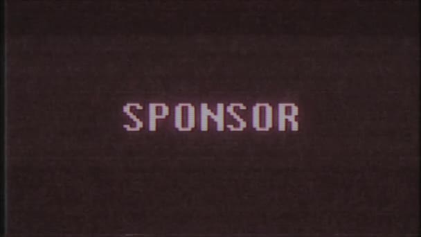 Retro videojuego SPONSOR palabra texto ordenador tv glitch interferencia ruido pantalla animación lazo sin costuras nueva calidad universal vintage movimiento dinámico animado fondo colorido alegre vídeo m — Vídeo de stock