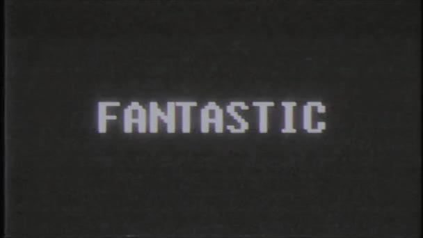 rétro jeu vidéo FANTASTIQUE mot texte ordinateur tv glitch interférence bruit écran animation boucle transparente Nouvelle qualité universelle vintage mouvement dynamique animé fond coloré joyeux vidéo m 