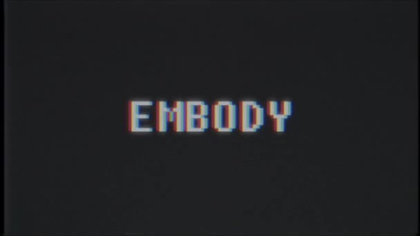 rétro jeu vidéo EMBODY mot texte ordinateur tv glitch interférence bruit écran animation boucle transparente Nouvelle qualité universel vintage mouvement dynamique animé fond coloré joyeux vidéo m 