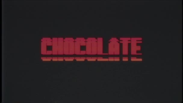 Retro videojuego CHOCOLATE palabra texto ordenador tv glitch interferencia ruido pantalla animación lazo sin costuras nueva calidad universal vintage movimiento dinámico animado fondo colorido alegre vídeo m — Vídeos de Stock