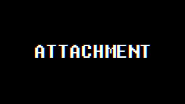 Retro videogame attachment wort text computer tv glitch störung lärm bildschirm animation nahtlose schleife neue qualität universal vintage motion dynamisch animierter hintergrund bunt freudig video m — Stockvideo