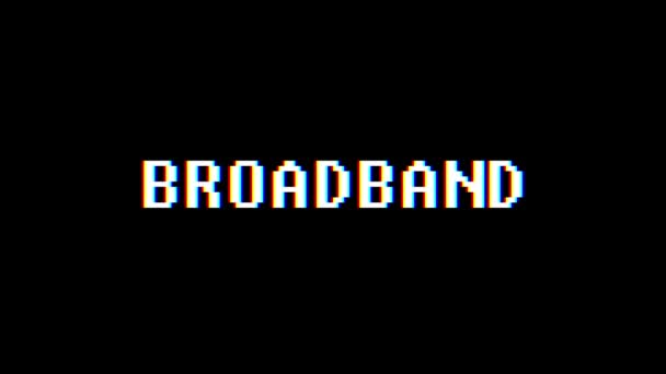 Retro videogame BROADBAND palavra texto computador tv falha interferência ruído tela animação sem costura loop Nova qualidade universal vintage movimento dinâmico animado fundo colorido alegre vídeo m — Vídeo de Stock