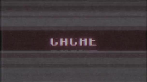 Retro videoherní Cache slovo text počítač tv závada rušení hluku obrazovku animace bezešvé smyčka nový kvalitní univerzální vintage pohybu dynamický animovaný pozadí barevné radostné video m — Stock video