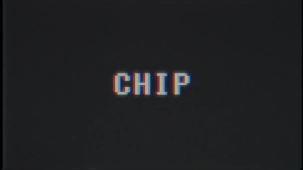 Retro videogame Chip słowo tekst komputer tv glitch zakłóceń hałasu ekranu animacja Płynna pętla nowe jakości uniwersalny vintage ruchu animowane tła dynamiczne kolorowe radosny wideo m — Wideo stockowe