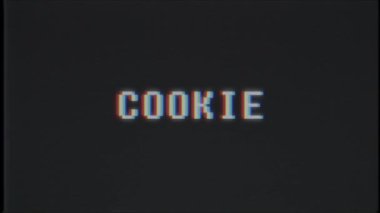 Retro videogame çerez kelime metin bilgisayar tv arıza parazit gürültü ekran animasyon sorunsuz döngü yeni kalite evrensel vintage hareket dinamik animasyonlu arka plan renkli neşeli video m