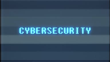 Retro videogame Cybersecurity kelime metin bilgisayar tv arıza parazit gürültü ekran animasyon sorunsuz döngü yeni kalite evrensel vintage hareket dinamik animasyonlu arka plan renkli neşeli video m