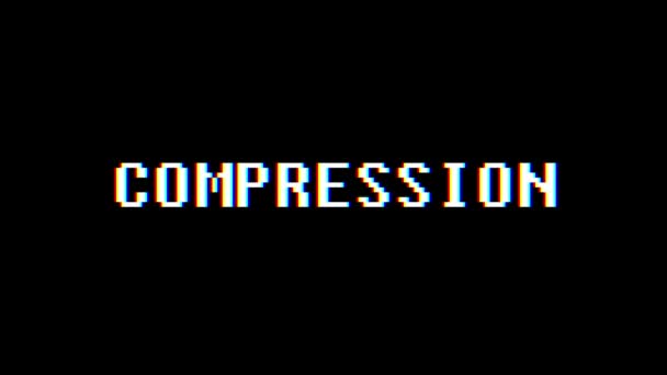 Rétro jeu vidéo COMPRESSION mot texte ordinateur tv glitch interférence bruit écran animation boucle transparente Nouvelle qualité universel vintage mouvement dynamique animé fond coloré joyeux vidéo m — Video