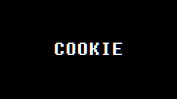 Ретро відеоігри COOKIE слово текст комп'ютер телевізор глюк перешкоди шумовий екран анімація безшовна петля Нова якість універсальний вінтажний рух динамічний анімований фон барвисте радісне відео м — стокове відео