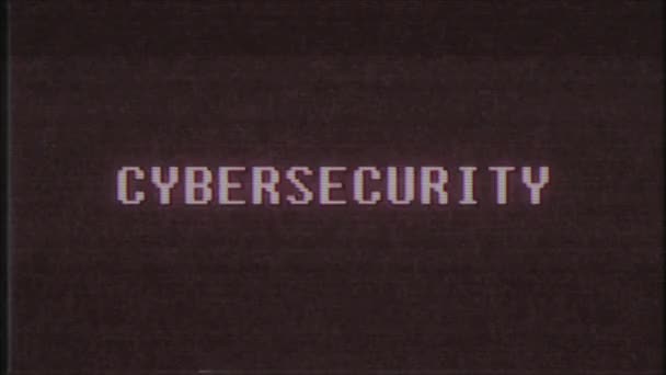 Rétro jeu vidéo CYBERSECURITY mot texte ordinateur tv glitch interférence bruit écran animation boucle transparente Nouvelle qualité universel vintage mouvement dynamique animé fond coloré joyeux vidéo m — Video