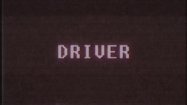 rétro jeu vidéo DRIVER mot texte ordinateur tv glitch interférence bruit écran animation boucle transparente Nouvelle qualité universelle vintage mouvement dynamique animé fond coloré joyeux vidéo m 