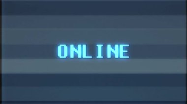 Retro video oyunu Online word metin bilgisayar tv arıza parazit gürültü ekran animasyon sorunsuz döngü yeni kalite evrensel vintage hareket dinamik animasyonlu arka plan renkli neşeli video m