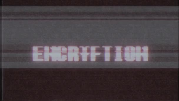 Retro videogame kryptering word text dator tv glitch-störningar buller skärm animation sömlös loop nya kvalitet universal vintage motion dynamiska animerad bakgrund färgglada joyful video m — Stockvideo