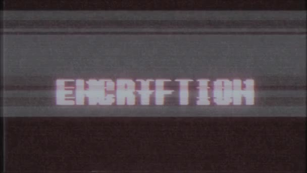rétro jeu vidéo ENCRYPTION mot texte ordinateur tv glitch interférence bruit écran animation boucle transparente Nouvelle qualité universel vintage mouvement dynamique animé fond coloré joyeux vidéo m 