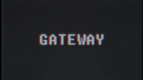 Retro videogame Gateway word tekst computer tv glitch-storingen lawaai scherm animatie naadloze loops nieuwe kwaliteit universele vintage beweging dynamische geanimeerde achtergrond kleurrijke vrolijke video m — Stockvideo