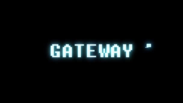 Retro videogame GATEWAY palavra texto computador tv falha interferência ruído tela animação sem costura loop Nova qualidade universal vintage movimento dinâmico animado fundo colorido alegre vídeo m — Vídeo de Stock