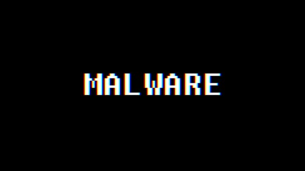 Retro videojuego MALWARE palabra texto ordenador tv glitch interferencia ruido pantalla animación lazo sin costuras Nueva calidad universal vintage movimiento dinámico animado fondo colorido alegre vídeo m — Vídeos de Stock