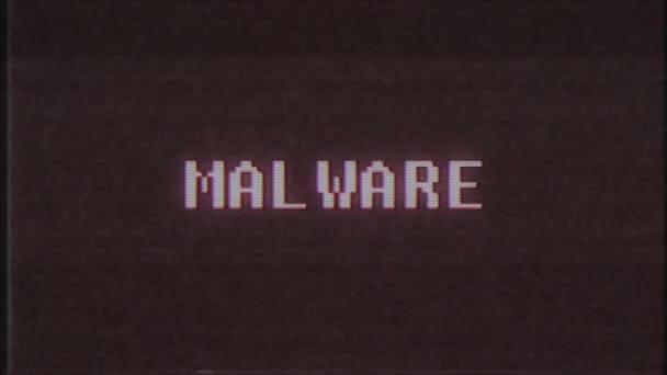 rétro jeu vidéo MALWARE mot texte ordinateur tv glitch interférence bruit écran animation boucle transparente Nouvelle qualité universel vintage mouvement dynamique animé fond coloré joyeux vidéo m 