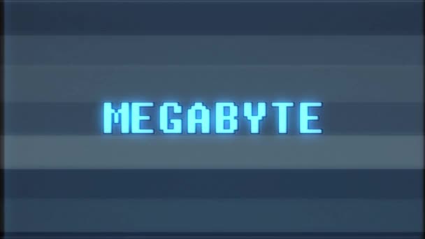 Ρετρό videogame Megabyte λέξη κείμενο υπολογιστή tv glitch παρεμβολές θορύβου οθόνη animation αδιάλειπτη βρόχο νέα ποιότητα Οικουμενική κίνηση vintage δυναμική κινούμενο φόντο πολύχρωμο χαρούμενη βίντεο m — Αρχείο Βίντεο