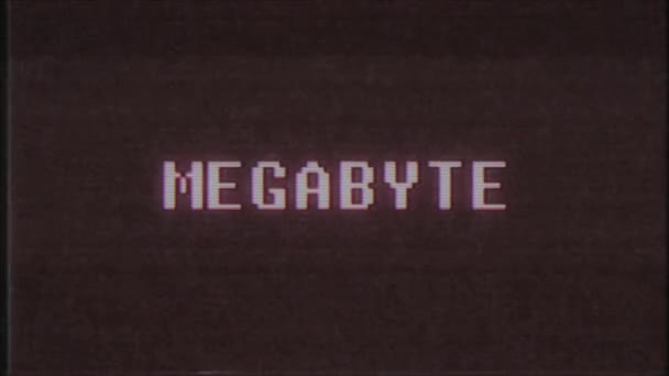 Retro videogame Megabyte word text dator tv glitch-störningar buller skärm animation sömlös loop nya kvalitet universal vintage motion dynamiska animerad bakgrund färgglada joyful video m — Stockvideo