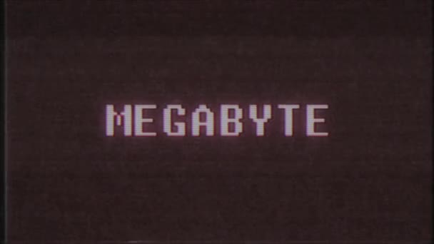 rétro jeu vidéo MEGABYTE mot texte ordinateur tv glitch interférence bruit écran animation boucle transparente Nouvelle qualité universel vintage mouvement dynamique animé fond coloré joyeux vidéo m 