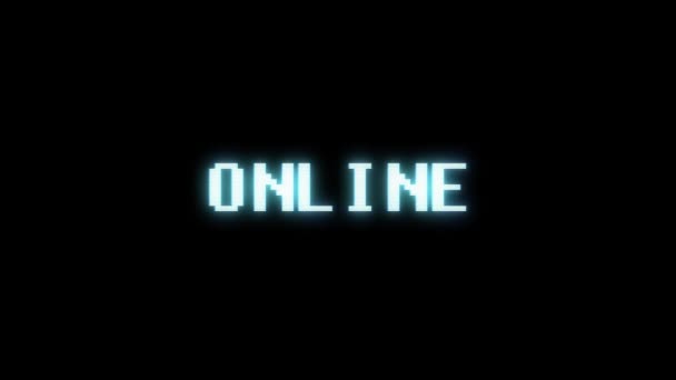 Retro videogame online wort text computer tv glitch störung lärm bildschirm animation nahtlose schleife neue qualität universal vintage motion dynamisch animierter hintergrund bunt freudig video m — Stockvideo