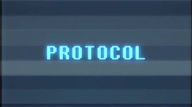 Retro videogame protokol word metin bilgisayar tv arıza parazit gürültü ekran animasyon sorunsuz döngü yeni kalite evrensel vintage hareket dinamik animasyonlu arka plan renkli neşeli video m