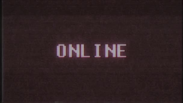 rétro jeu vidéo en ligne mot texte ordinateur tv glitch interférence bruit écran animation boucle transparente Nouvelle qualité universel vintage mouvement dynamique animé fond coloré joyeux vidéo m 