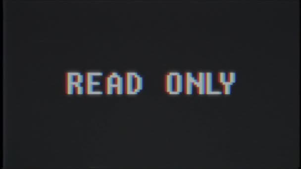 Ретро відеоігри READ ТІЛЬКИ слово текст комп'ютер тв глюк перешкоди шум екран анімація безшовна петля Нова якість універсальний вінтажний рух динамічний анімований фон барвисте радісне відео м — стокове відео