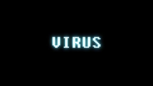 Retro videogame VIRUS word text computer tv glitch interference noise screen animation seamless loop New quality universal vintage motion dynamic animated background colorful joyful video m — Stock Video