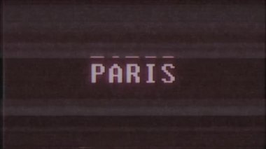 Retro videogame Paris kelime metin bilgisayar tv arıza parazit gürültü ekran animasyon sorunsuz döngü yeni kalite evrensel vintage hareket dinamik animasyonlu arka plan renkli neşeli video m