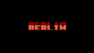 Retro videogame Berlin kelime metin bilgisayar tv arıza parazit gürültü ekran animasyon sorunsuz döngü yeni kalite evrensel vintage hareket dinamik animasyonlu arka plan renkli neşeli video m