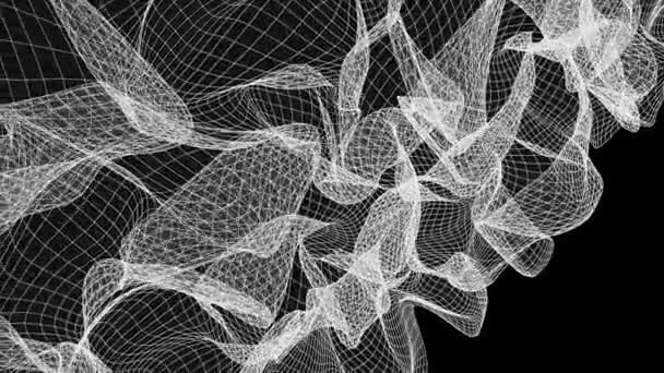 多角形のワイヤ フレーム煙雲ソフト移動シミュレーション モーション グラフィックス アニメーション背景新しい品質レトロなビンテージ スタイル クールな素敵な美しい 4 k 映像を描画グリッド ネット概要 — ストック動画