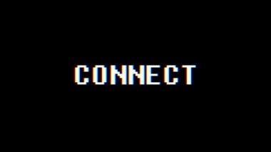 Retro video oyunu Connect kelime metin bilgisayar tv arıza parazit gürültü ekran animasyon sorunsuz döngü yeni kalite evrensel vintage hareket dinamik animasyonlu arka plan renkli neşeli video m