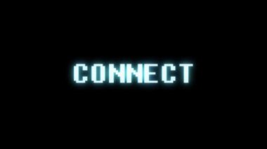 Retro video oyunu Connect kelime metin bilgisayar tv arıza parazit gürültü ekran animasyon sorunsuz döngü yeni kalite evrensel vintage hareket dinamik animasyonlu arka plan renkli neşeli video m
