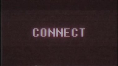 Retro video oyunu Connect kelime metin bilgisayar tv arıza parazit gürültü ekran animasyon sorunsuz döngü yeni kalite evrensel vintage hareket dinamik animasyonlu arka plan renkli neşeli video m