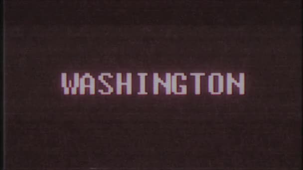 Rétro jeu vidéo WASHINGTON texte ordinateur tv glitch interférence bruit écran animation boucle transparente Nouvelle qualité universelle vintage mouvement dynamique animé fond coloré joyeux vidéo m — Video