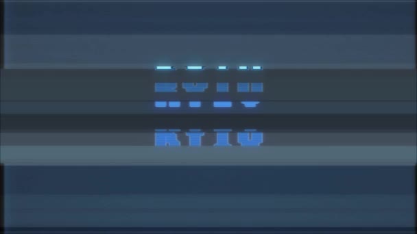 Retro videogame Kiev kelime metin bilgisayar tv arıza parazit gürültü ekran animasyon sorunsuz döngü yeni kalite evrensel vintage hareket dinamik animasyonlu arka plan renkli neşeli video m — Stok video