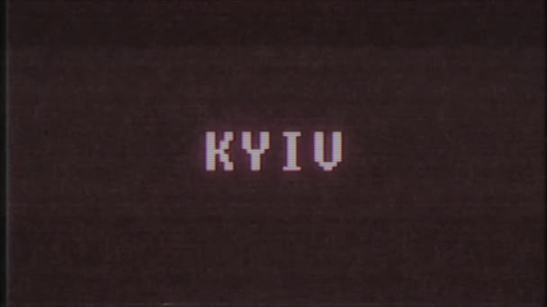 rétro jeu vidéo KYIV mot texte ordinateur tv glitch interférence bruit écran animation boucle transparente Nouvelle qualité universelle vintage mouvement dynamique animé fond coloré joyeux vidéo m 