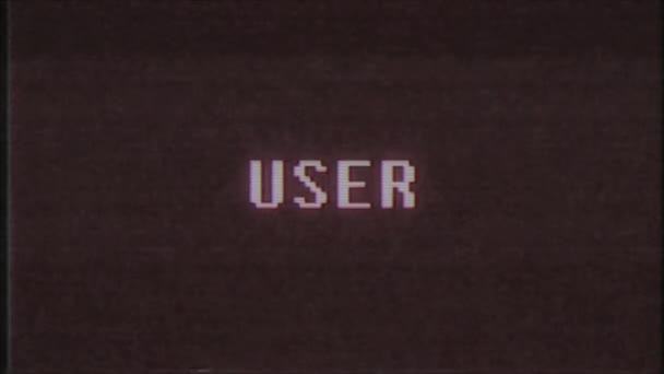 rétro jeu vidéo UTILISATEUR mot texte ordinateur tv glitch interférence bruit écran animation boucle transparente Nouvelle qualité universel vintage mouvement dynamique animé fond coloré joyeux vidéo m 