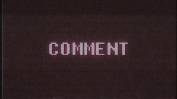 Retro videospel kommentar word text dator tv glitch-störningar buller skärm animation sömlös loop nya kvalitet universal vintage motion dynamiska animerad bakgrund färgglada joyful video m — Stockvideo