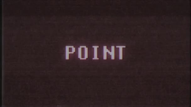 rétro jeu vidéo POINT mot texte ordinateur tv glitch interférence bruit écran animation boucle transparente Nouvelle qualité universel vintage mouvement dynamique animé fond coloré joyeux vidéo m 