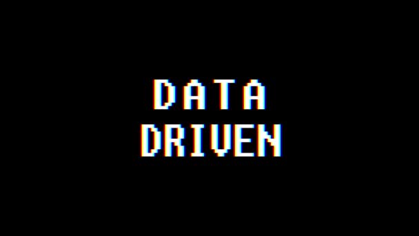 Retro videogame DATA DRIVEN word text computer tv glitch interference noise screen animation seamless loop New quality universal vintage motion dynamic animated background colorful joyful video m — Stock Video