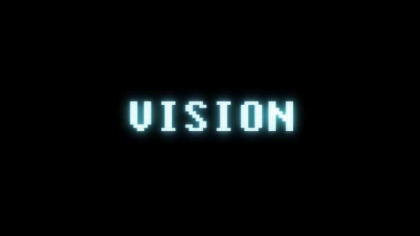 Retro videojáték Vision word szöveg számítógép tv fénylik zavaró zaj képernyő animáció varrat nélküli hurok új minőségű univerzális évjárat-motion dinamikus animációs háttér színes örömteli videóinak m — Stock videók