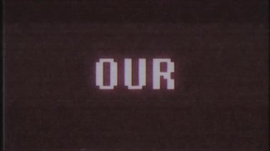 Retro video oyunu bizim kelime metin bilgisayar tv arıza müdahale gürültü ekran animasyon sorunsuz döngü yeni kalite evrensel vintage hareket dinamik animasyonlu arka plan renkli neşeli video m